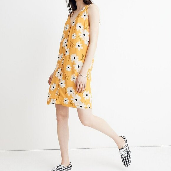 Madewell Heather Button-Front Dress in Ikat Floral